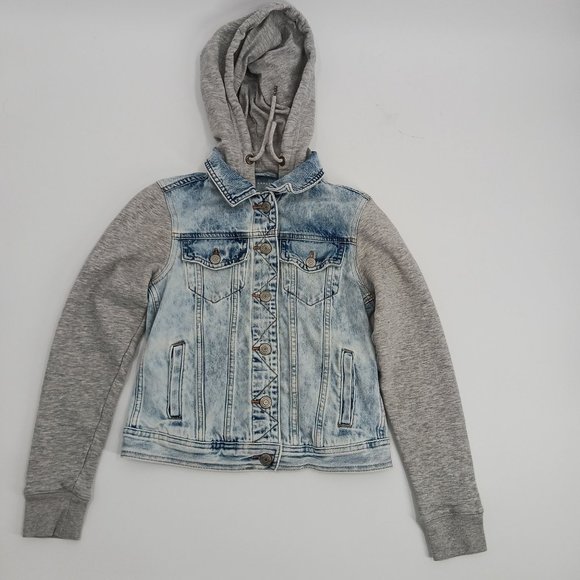 AEROPOSTALE WOMENS   XS JEAN HOODIE JACKET - Picture 13 of 15